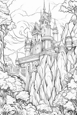 coloring dragon forest castle