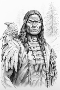 native american holding an eagle