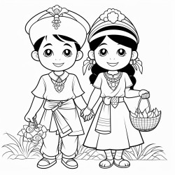 indonesian boy and girl wearing traditional clothes