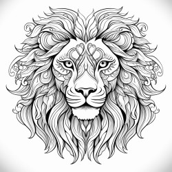stress relief adult coloring page with lion patterns and many more for relaxation clear lines