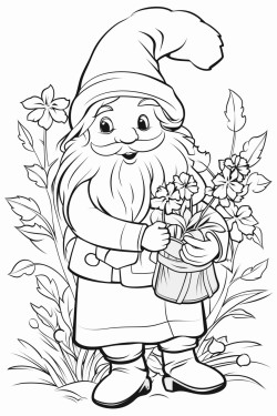 gnome woman berries grass leaves