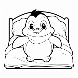 penguin in bed