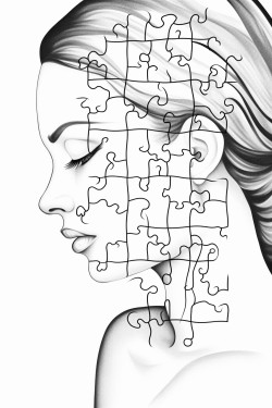 woman doing a puzzle