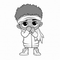 black child wiping their nose while wearing sunglasses