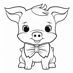 mini pig wearing a little bow