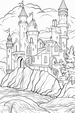 fantasy island with unicorns mermaids and a magical castle each page has a different feature