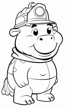 hippopotame en pompier