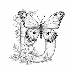 the letter d with an landed butterfly on the letter
