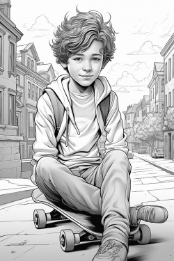 young boy skateboarding