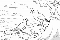 the sound of the sea the singing of birds a wild beach among the trees