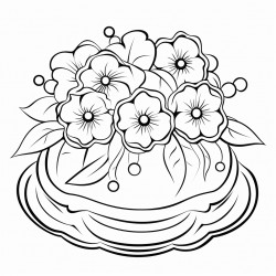 flower shaped cake decorative with flowers placed on top