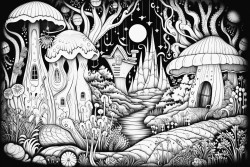 a magical forest at night