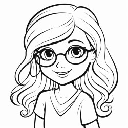 8 year old girl with long hair and glasses