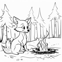 a fox putting out fires in the forest