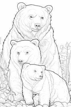family of bears with mom dad older brother and 2 younger sisters going about life