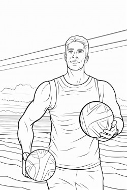 beach volleyball with the ocean in the background