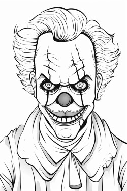 a creepy clown with a really creepy frown