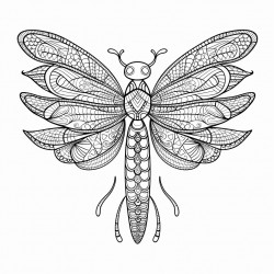 intricate blackandwhite dragonfly with zentangle and mandala patterns in a highcontrast handdrawn style