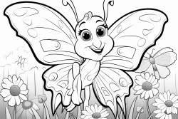 large smiling butterfly in a spring garden
