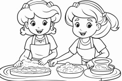 mother and daughter baking together  mixing ingredients and rolling dough
