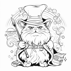 magical whimsical cartoon wizard cat