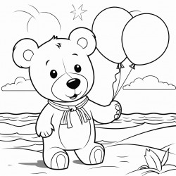 bold and easy a cartooning bear on the beach balloon