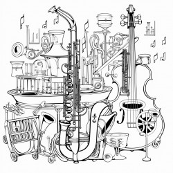 steampunk jazz band instruments