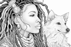 black women with dreads and black dog christmas