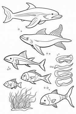 sea animal colouring book