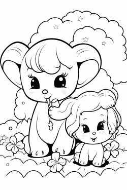 cute cute unicorn is playing with friend in heaven