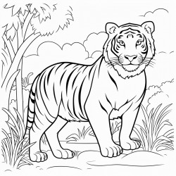 tiger in the jungle fat outlines