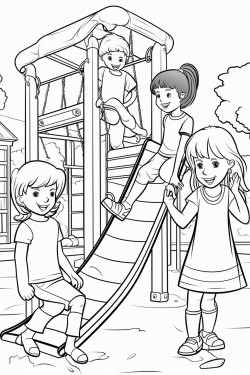 boys and girls on playground