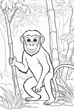 a monkey in a wild forest background