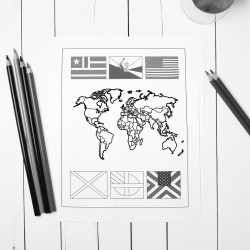 10 flags of the world colouring sheet
