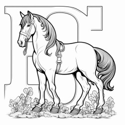 a giant letter h with a horse design