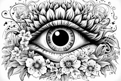 mystical eyeball with cool colors and shapes