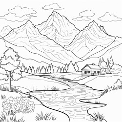 paysage de montagne avec des animaux