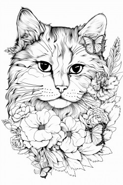 cat and a flower