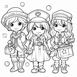 kids in diverse costumes superheroes pirates fairies holding bags of candy