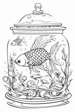 a school of fish in a festive fish tank