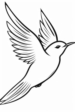 simple image of flying bird for children coloring book black and white image