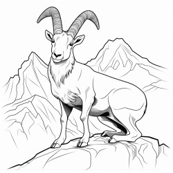 ibex sitting happily black and white color pages