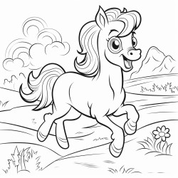 a joyful pony running
