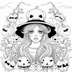 kawai style hallowen illustration