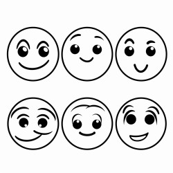 five different emoji faces