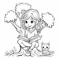 girl sitting in a tree and reading a book