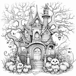 duch na tle domu w halloween