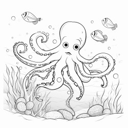 octopus and fish swimming in the mediterranean