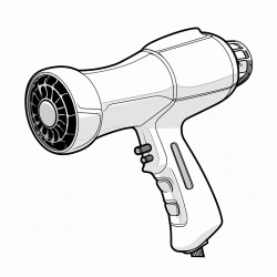 create a detailed single image of a hair dryer for a childrens coloring book