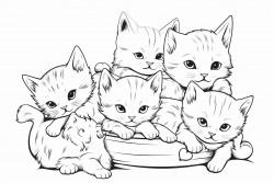 exactly six kittens with some of them sleeping and some of them playing